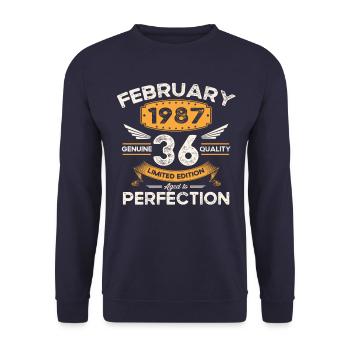 Né en 1987 Vintage 36ème anniversaire rétro - Sweat-shirt Unisexe - marine - Devant - Alina (178cm) & Michal (187cm)