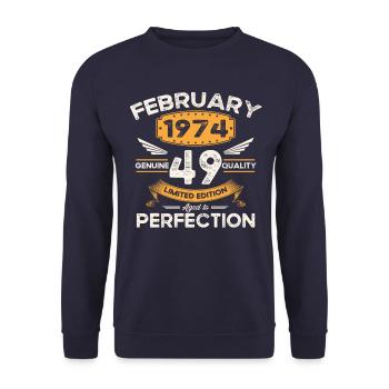 Né en 1974 Vintage 49ème anniversaire rétro - Sweat-shirt Unisexe - marine - Devant - Alina (178cm) & Michal (187cm)