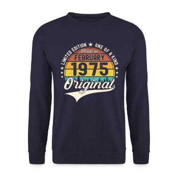 Original February Year 1975 48th birthday Man - Unisex Sweatshirt - navy - Front - Alina (178cm) & Michal (187cm)