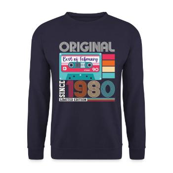 Février Né 1980 43e anniversaire cassette - Sweat-shirt Unisexe - marine - Devant - Alina (178cm) & Michal (187cm)