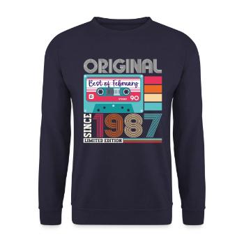 Février Né 1987 36e anniversaire cassette - Sweat-shirt Unisexe - marine - Devant - Alina (178cm) & Michal (187cm)