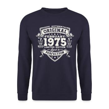 Original February Year 1975 48th birthday Man - Unisex Sweatshirt - navy - Front - Alina (178cm) & Michal (187cm)