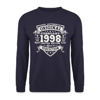 Original February Year 1998 25th birthday Man - Unisex Sweatshirt - navy - Front - Alina (178cm) & Michal (187cm)