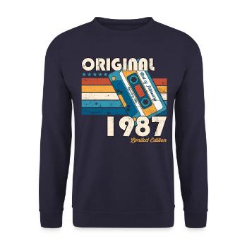 Cassette 36e anniversaire Février né en 1987 - Sweat-shirt Unisexe - marine - Devant - Alina (178cm) & Michal (187cm)