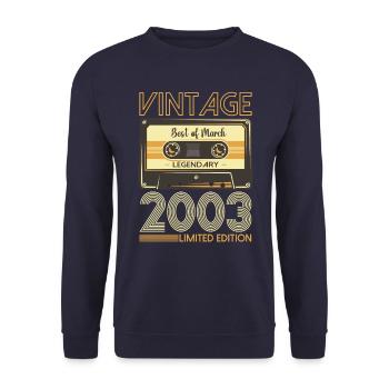 20 Birthday Man March Born 2003 Cassette - Sweat-shirt Unisexe - marine - Devant - Alina (178cm) & Michal (187cm)
