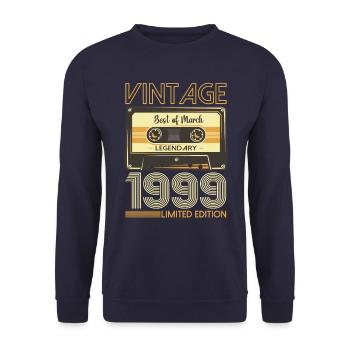 24 Birthday Man March Born 1999 Cassette - Sweat-shirt Unisexe - marine - Devant - Alina (178cm) & Michal (187cm)