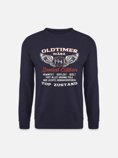 Oldtimer März Jahrgang 1943 80. Geburtstag Mann - Unisex Pullover - Navy