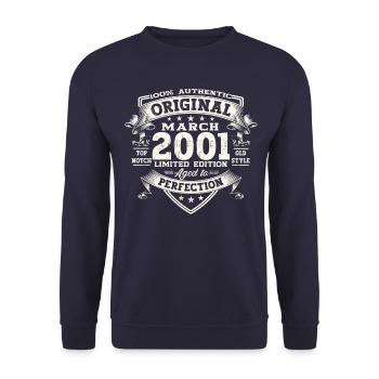 22nd birthday man Original March Born 2001 - Unisex Sweatshirt - navy - Front - Alina (178cm) & Michal (187cm)