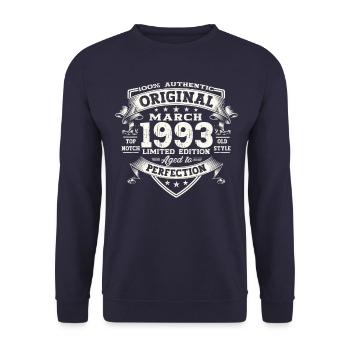 30. Geburtstag Mann Original März Jahrgang 1993 - Unisex Pullover - Navy - Vorne - Alina (178cm) & Michal (187cm)