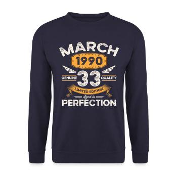 33ème anniversaire homme femme Mars né 1990 Légende - Sweat-shirt Unisexe - marine - Devant - Alina (178cm) & Michal (187cm)