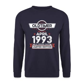 30. Geburtstag Mann Oldtimer April Jahrgang 1993 - Unisex Pullover - Navy - Vorne - Alina (178cm) & Michal (187cm)
