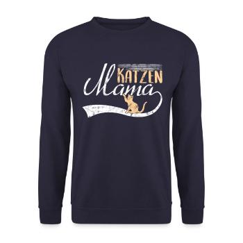 Katzen Mama - Unisex Pullover - Navy - Vorne - Alina (178cm) & Michal (187cm)