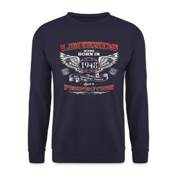 75e anniversaire homme légende né 1948 voiture classique - Sweat-shirt Unisexe - marine - Devant - Alina (178cm) & Michal (187cm)