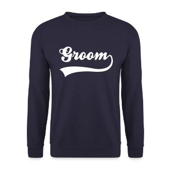 Groom groom lettering - Unisex Sweatshirt - navy - Front - Alina (178cm) & Michal (187cm)