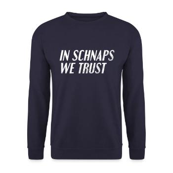 Schnaps trinken Spruch - Unisex Pullover - Navy - Vorne - Alina (178cm) & Michal (187cm)