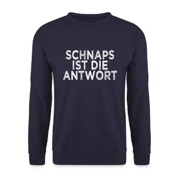 lustiger Schnaps Spruch - Unisex Pullover - Navy - Vorne - Alina (178cm) & Michal (187cm)