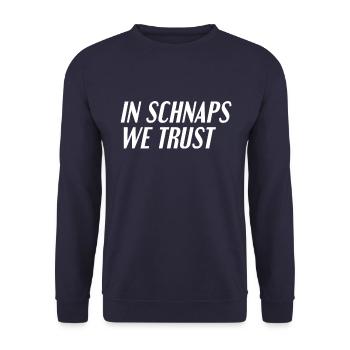 Schnaps trinken Spruch - Unisex Pullover - Navy - Vorne - Alina (178cm) & Michal (187cm)