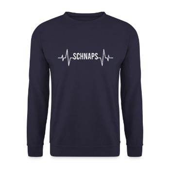 Schnaps Herzschlag - Unisex Pullover - Navy - Vorne - Alina (178cm) & Michal (187cm)