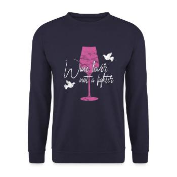 Wine Peace Saying - Unisex Sweatshirt - navy - Front - Alina (178cm) & Michal (187cm)