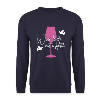 Wine Peace Saying - Unisex Sweatshirt - navy - Front - Alina (178cm) & Michal (187cm)