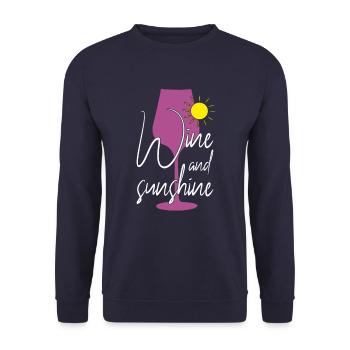 Wein Sonne Sonnenschein Spruch - Unisex Pullover - Navy - Vorne - Alina (178cm) & Michal (187cm)