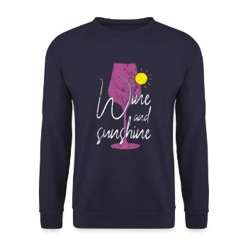Wein Sonne Sonnenschein Spruch - Unisex Pullover - Navy - Vorne - Alina (178cm) & Michal (187cm)