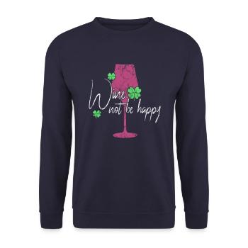 Wine Happiness Saying - Unisex Sweatshirt - navy - Front - Alina (178cm) & Michal (187cm)