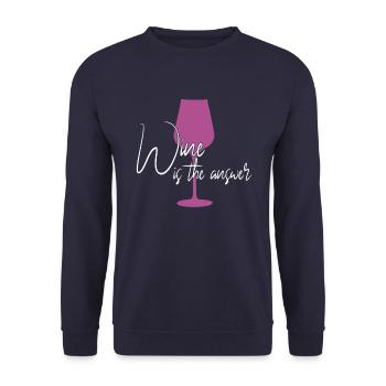 Wine Response Saying - Unisex Sweatshirt - navy - Front - Alina (178cm) & Michal (187cm)