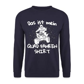 Das ist mein Quad fahren Outfit! Quad Spruch - Unisex Pullover - Navy - Vorne - Alina (178cm) & Michal (187cm)