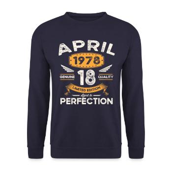 45e anniversaire homme April Né en 1978 Légendaire - Sweat-shirt Unisexe - marine - Devant - Alina (178cm) & Michal (187cm)