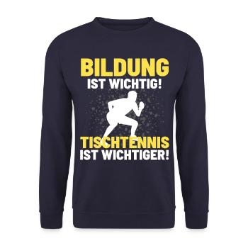 TISCHTENNIS IST WICHTIGER! Tischtennis Verein - Unisex Pullover - Navy - Vorne - Alina (178cm) & Michal (187cm)