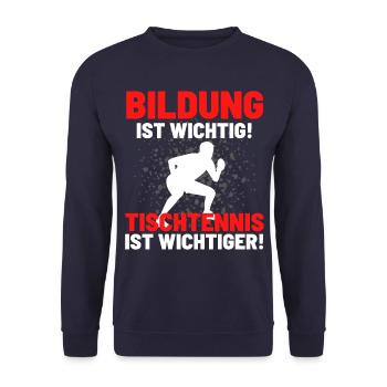 TISCHTENNIS IST WICHTIGER! Tischtennis Verein - Unisex Pullover - Navy - Vorne - Alina (178cm) & Michal (187cm)