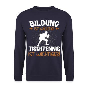 TISCHTENNIS IST WICHTIGER! Tischtennis Verein - Unisex Pullover - Navy - Vorne - Alina (178cm) & Michal (187cm)