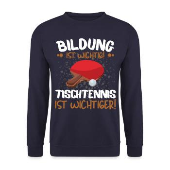TISCHTENNIS IST WICHTIGER! Tischtennis Verein - Unisex Pullover - Navy - Vorne - Alina (178cm) & Michal (187cm)