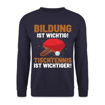 TISCHTENNIS IST WICHTIGER! Tischtennis Verein - Unisex Pullover - Navy - Vorne - Alina (178cm) & Michal (187cm)