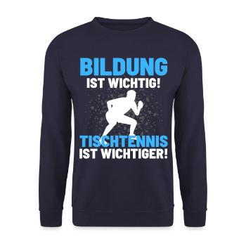 TISCHTENNIS IST WICHTIGER! Tischtennis Verein - Unisex Pullover - Navy - Vorne - Alina (178cm) & Michal (187cm)
