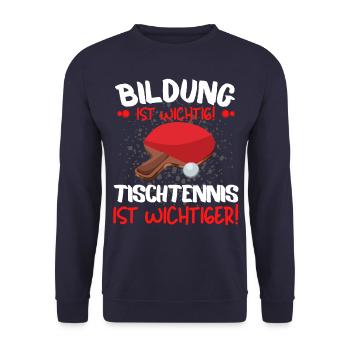 TISCHTENNIS IST WICHTIGER! Tischtennis Verein - Unisex Pullover - Navy - Vorne - Alina (178cm) & Michal (187cm)