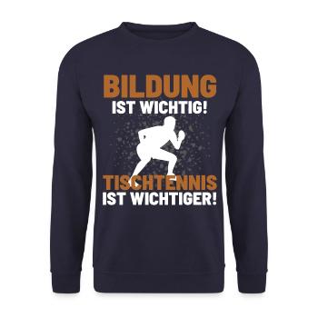 TISCHTENNIS IST WICHTIGER! Tischtennis Verein - Unisex Pullover - Navy - Vorne - Alina (178cm) & Michal (187cm)