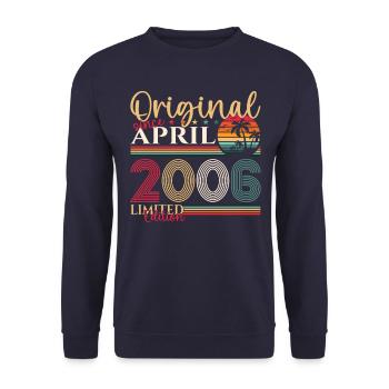 17th birthday man April Born 2006 Original - Unisex Sweatshirt - navy - Front - Alina (178cm) & Michal (187cm)