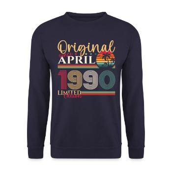 33rd birthday man April Born 1990 Original - Unisex Sweatshirt - navy - Front - Alina (178cm) & Michal (187cm)