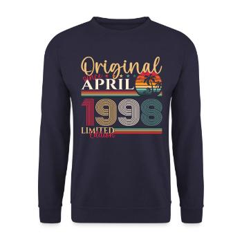 25th birthday man April Born 1998 Original - Unisex Sweatshirt - navy - Front - Alina (178cm) & Michal (187cm)