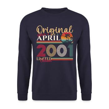 22nd birthday man April Born 2001 Original - Unisex Sweatshirt - navy - Front - Alina (178cm) & Michal (187cm)