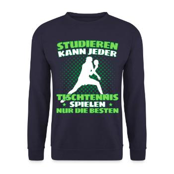 TISCHTENNIS IST WICHTIGER! Tischtennis Verein - Unisex Pullover - Navy - Vorne - Alina (178cm) & Michal (187cm)