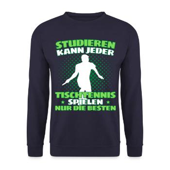 TISCHTENNIS IST WICHTIGER! Tischtennis Verein - Unisex Pullover - Navy - Vorne - Alina (178cm) & Michal (187cm)