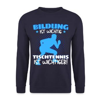 TISCHTENNIS IST WICHTIGER! Tischtennis Verein - Unisex Pullover - Navy - Vorne - Alina (178cm) & Michal (187cm)