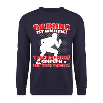 TISCHTENNIS IST WICHTIGER! Tischtennis Verein - Unisex Pullover - Navy - Vorne - Alina (178cm) & Michal (187cm)