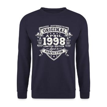 25th birthday man April Born 1998 Original - Unisex Sweatshirt - navy - Front - Alina (178cm) & Michal (187cm)