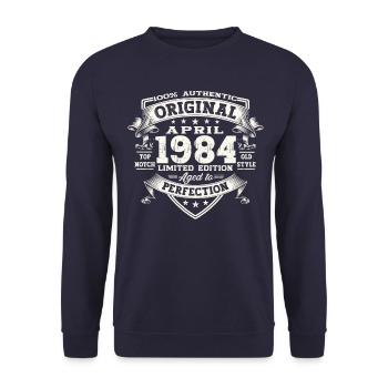 39e anniversaire homme April Né 1984 Original - Sweat-shirt Unisexe - marine - Devant - Alina (178cm) & Michal (187cm)