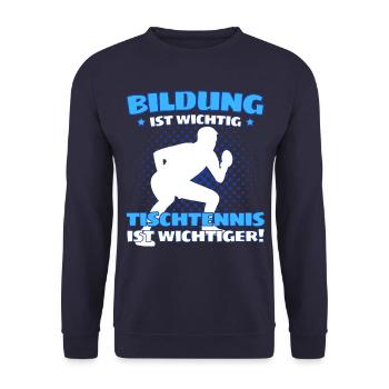 TISCHTENNIS IST WICHTIGER! Tischtennis Verein - Unisex Pullover - Navy - Vorne - Alina (178cm) & Michal (187cm)