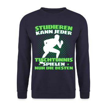 TISCHTENNIS IST WICHTIGER! Tischtennis Verein - Unisex Pullover - Navy - Vorne - Alina (178cm) & Michal (187cm)